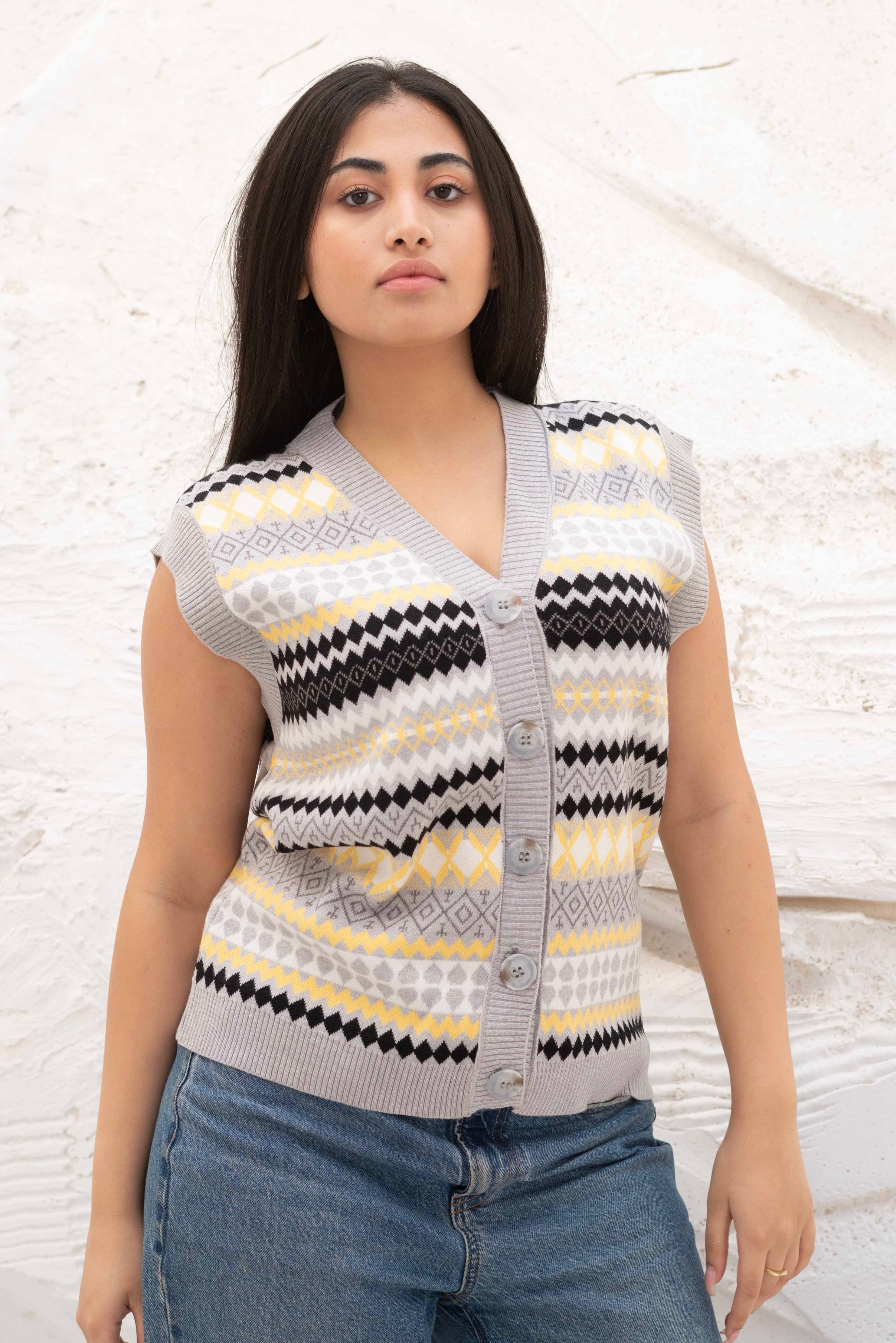 Nordic Patterned Sleeveless Vest